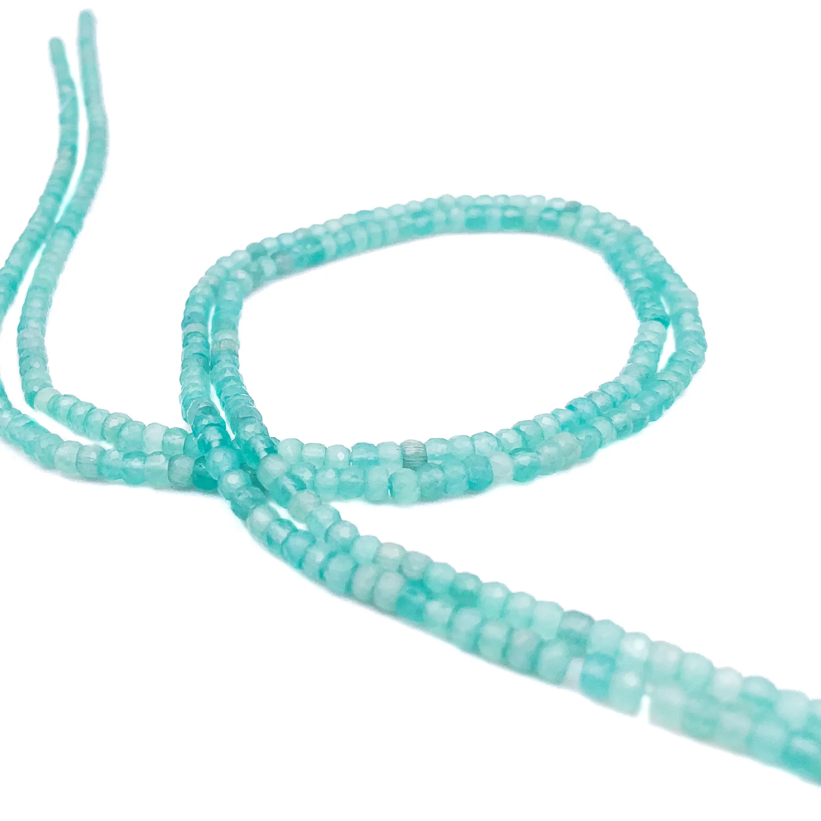 Obsidian Aqua / Green 3mm Faceted Rondelles Bead Strand - Image 5