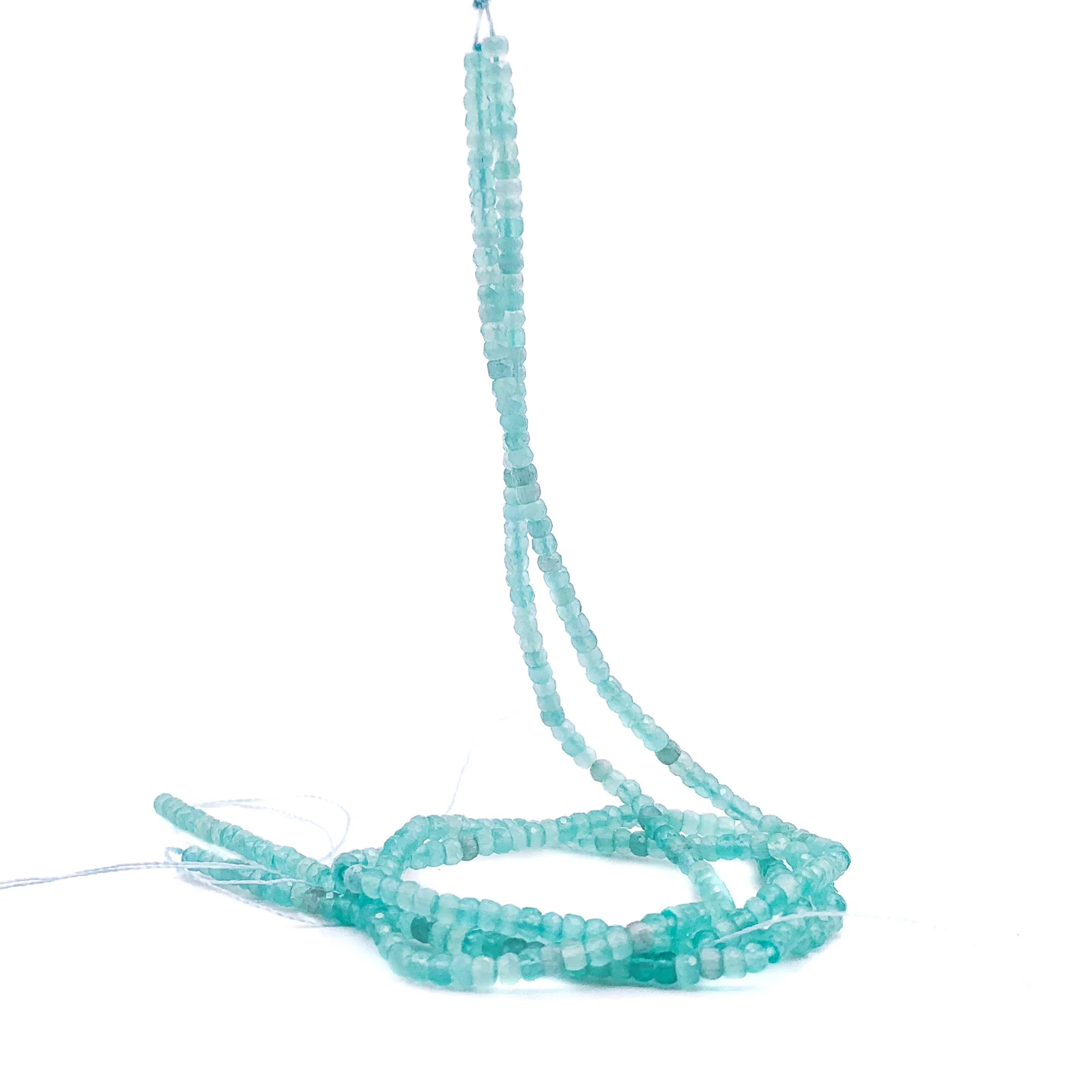Obsidian Aqua / Green 3mm Faceted Rondelles Bead Strand - Image 6