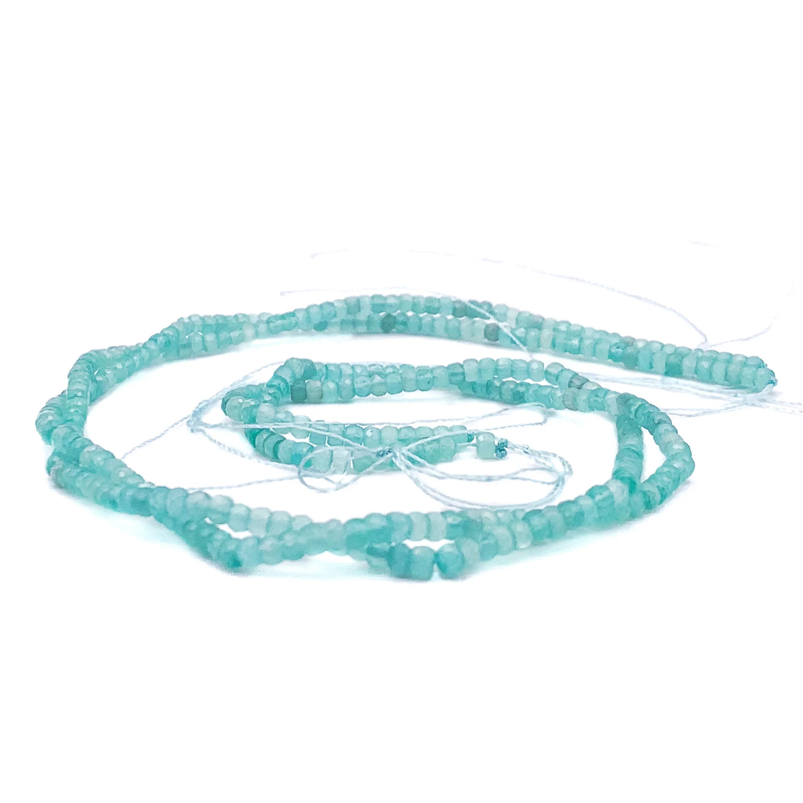 Obsidian Aqua / Green 3mm Faceted Rondelles Bead Strand - Image 7