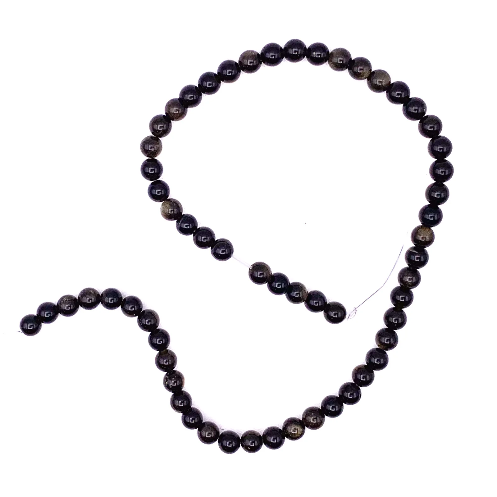 Obsidian Golden 6.5mm Smooth Rounds Bead Strand - Image 2