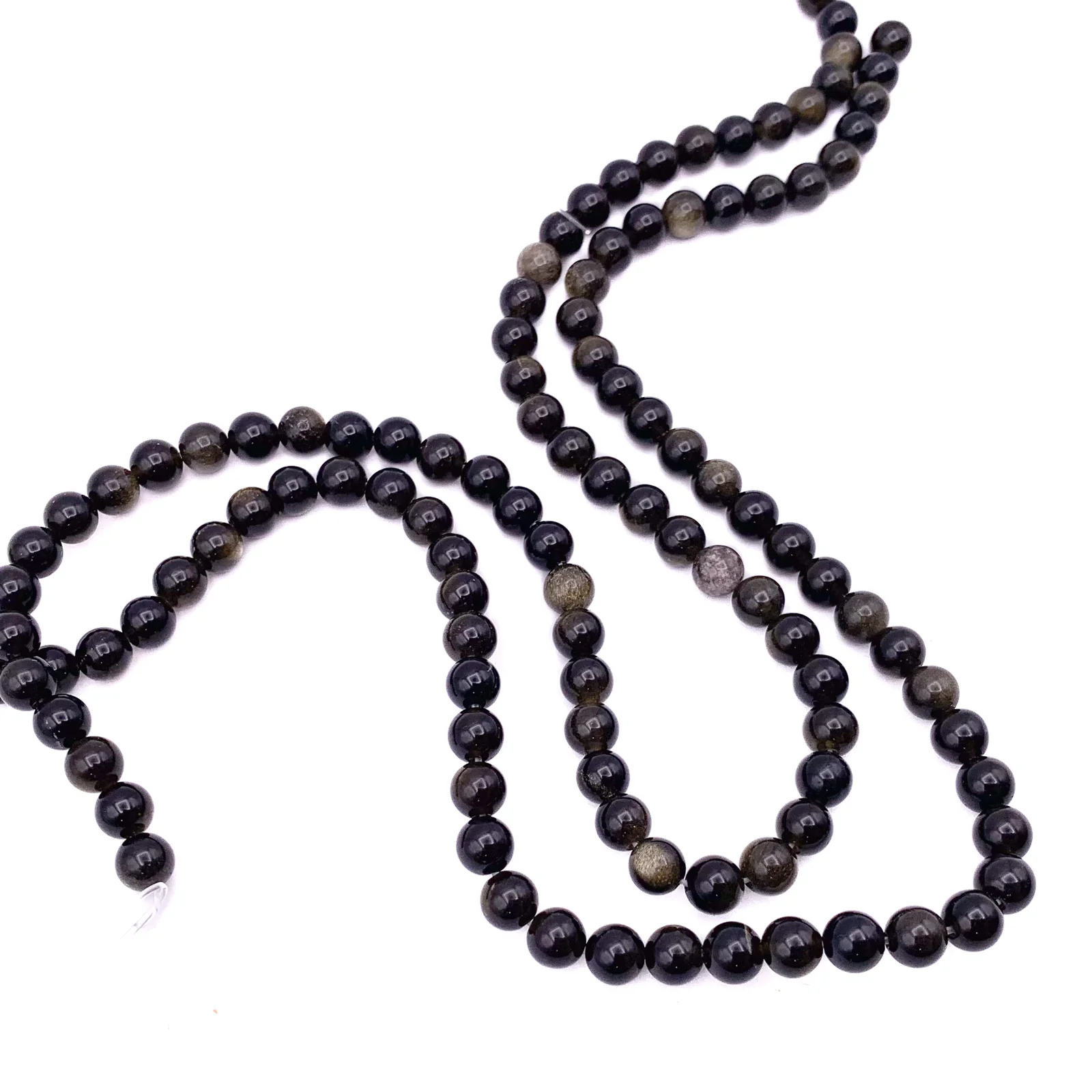 Obsidian Golden 6.5mm Smooth Rounds Bead Strand - Image 3