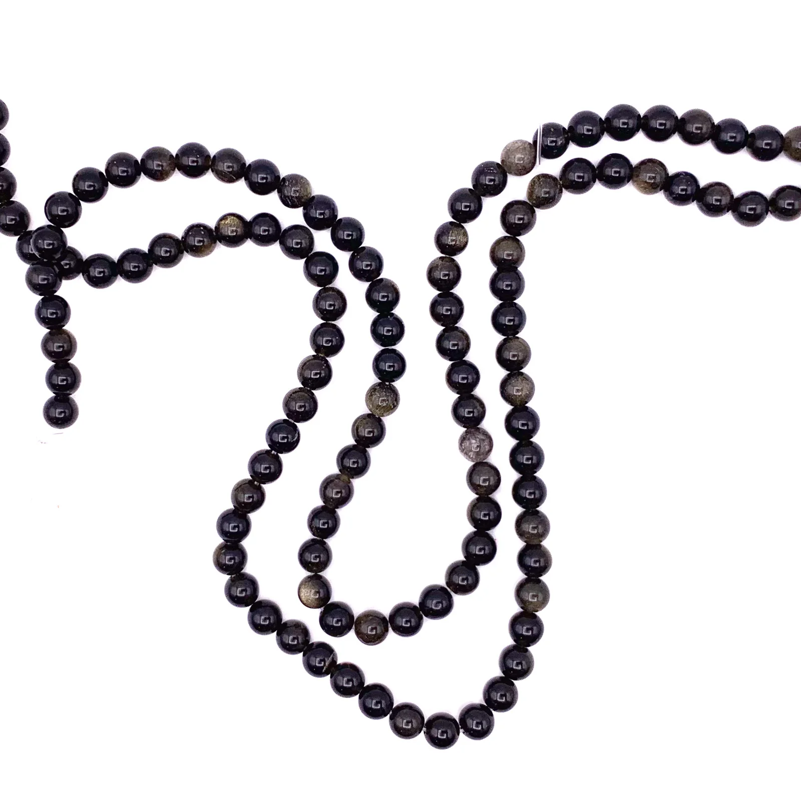 Obsidian Golden 6.5mm Smooth Rounds Bead Strand - Image 4