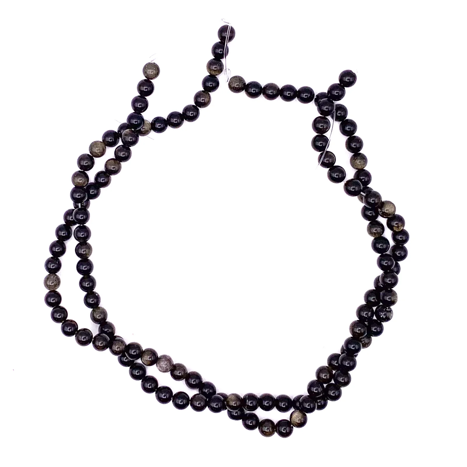 Obsidian Golden 6.5mm Smooth Rounds Bead Strand - Image 7