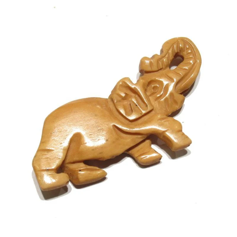 "Obstacle Removing" Elephant Hand Carved Cow Bone Pendant - Image 2