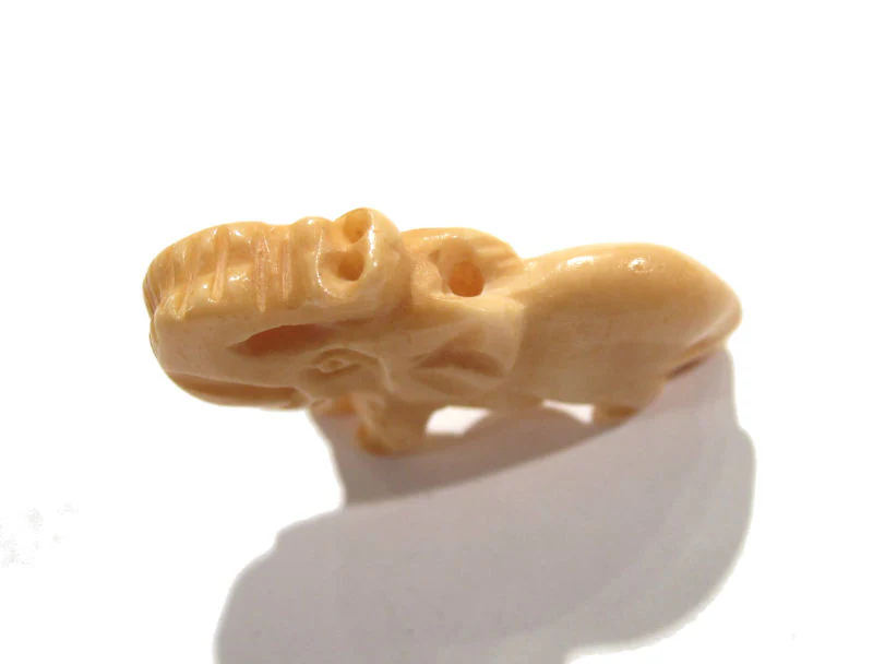 "Obstacle Removing" Elephant Hand Carved Cow Bone Pendant - Image 2