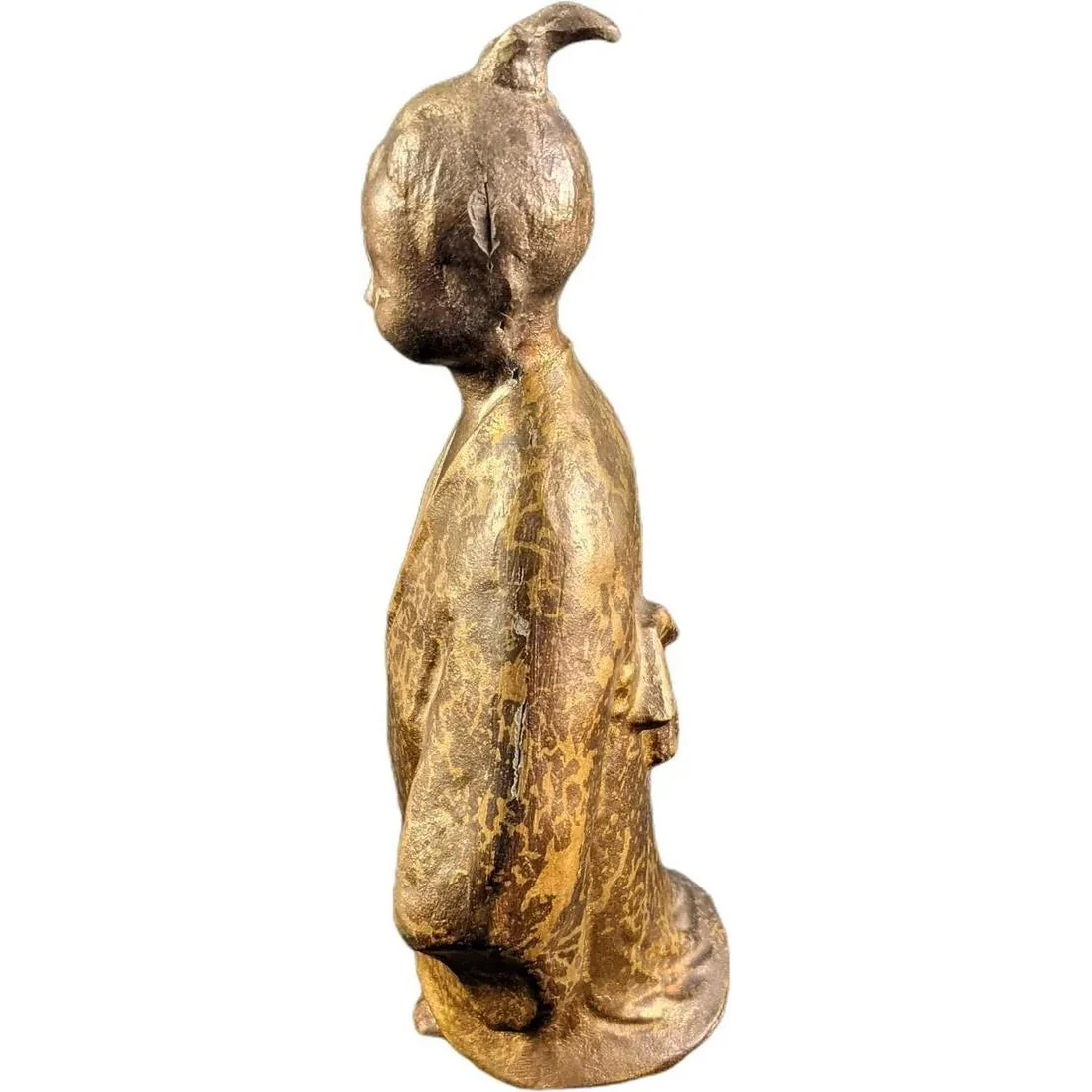 Okimono Figurine "Selflessness Child" Japan Cast Iron Figure - Image 3