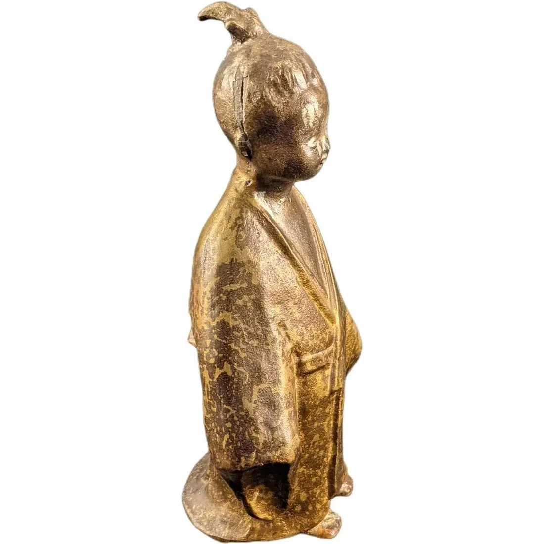 Okimono Figurine "Selflessness Child" Japan Cast Iron Figure - Image 4