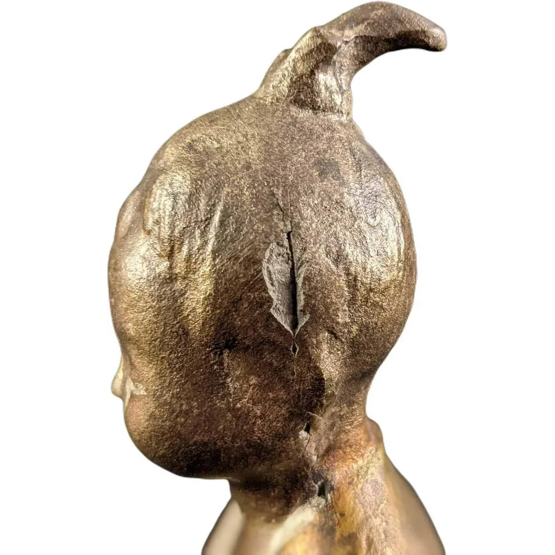 Okimono Figurine "Selflessness Child" Japan Cast Iron Figure - Image 6