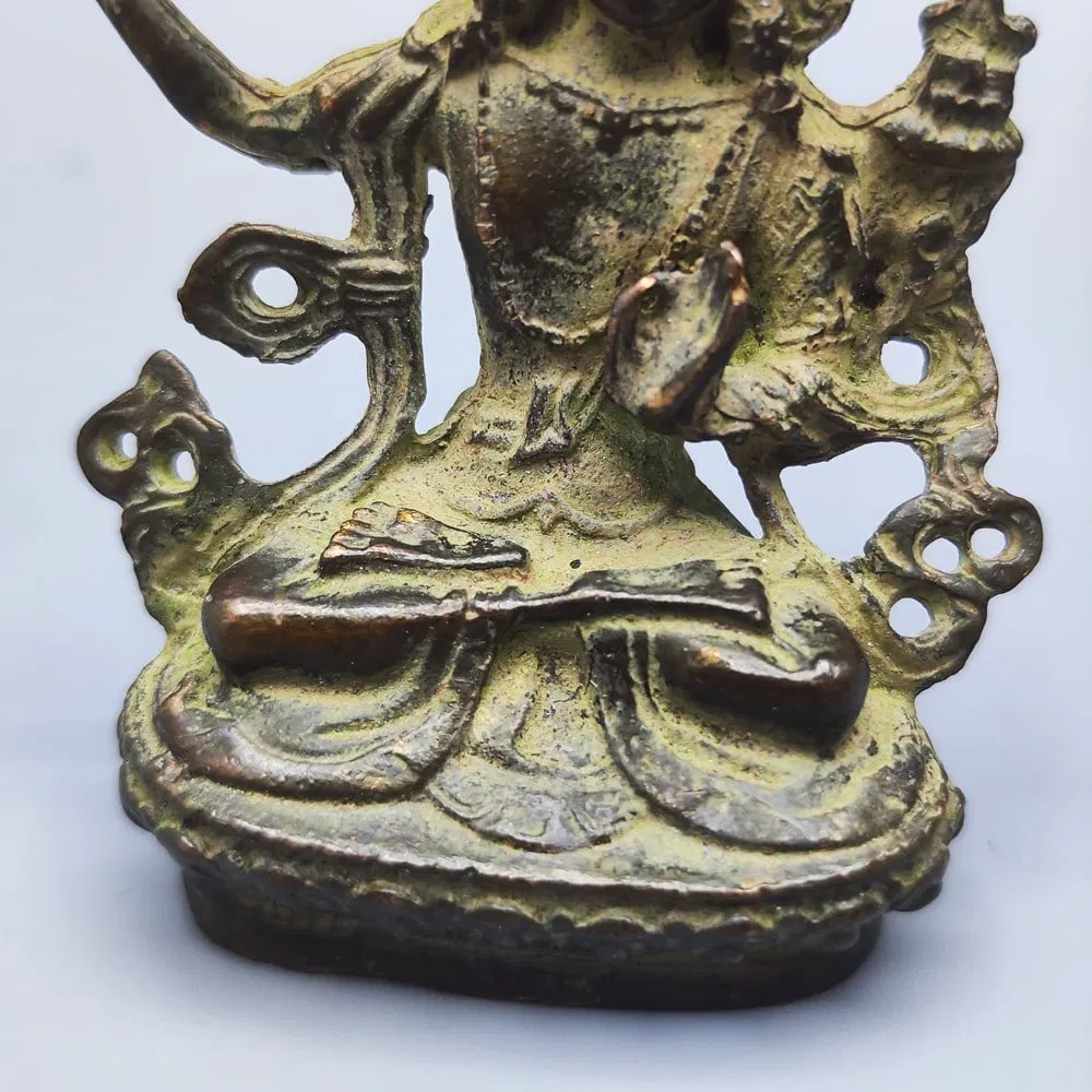 Antique Indian Bronze Manjushri Altar Figure - Image 4
