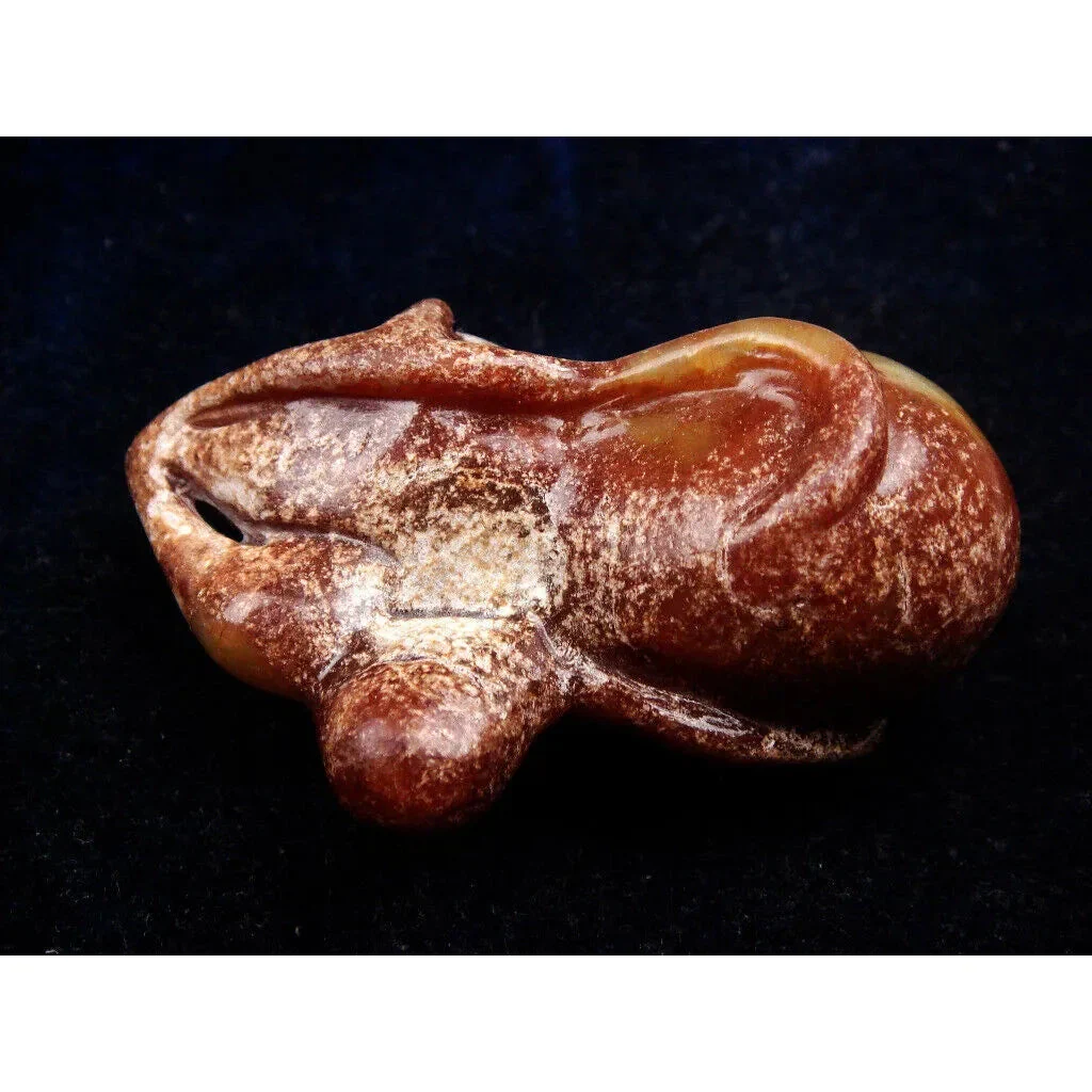 Old Nephrite Jade Carved Bottle Gourd & Baby Gourd w/ Leaf - Image 2
