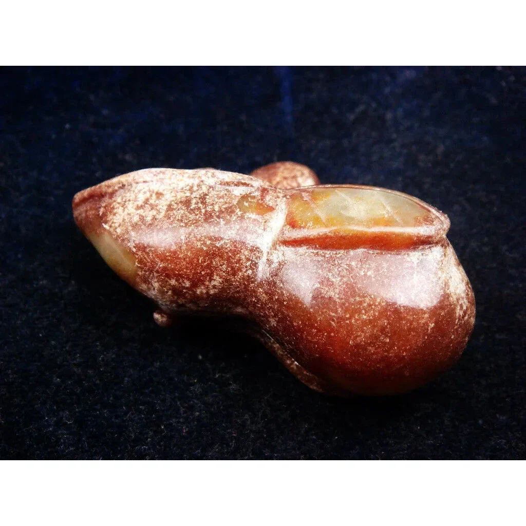 Old Nephrite Jade Carved Bottle Gourd & Baby Gourd w/ Leaf - Image 3