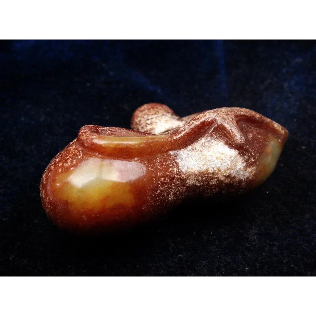 Old Nephrite Jade Carved Bottle Gourd & Baby Gourd w/ Leaf - Image 4