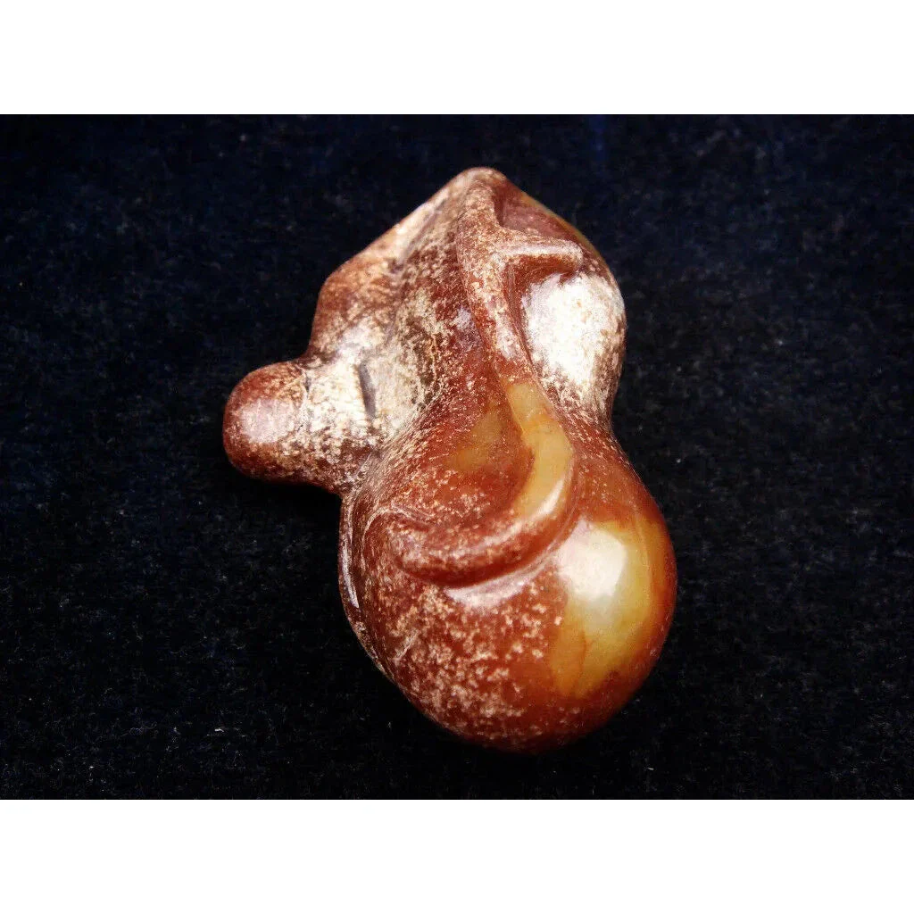 Old Nephrite Jade Carved Bottle Gourd & Baby Gourd w/ Leaf - Image 5