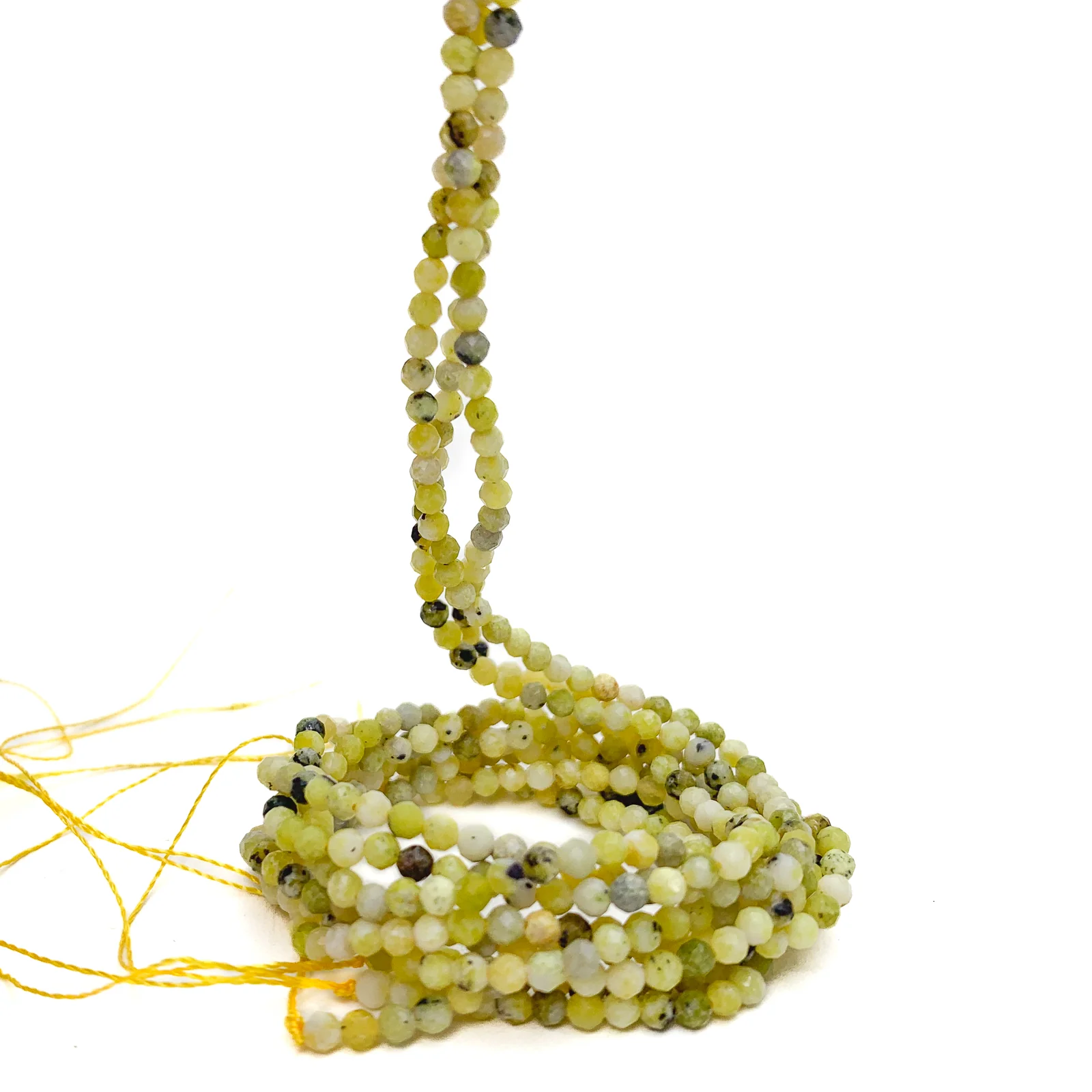 Olive Jade 2.5mm Faceted Rounds Bead Strand - Image 4