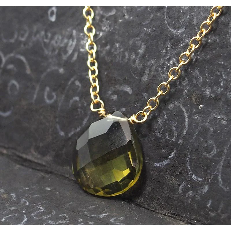 Olive Quartz Necklace On Gold Filled Chain With Gold Filled Trigger Clasp - Image 2