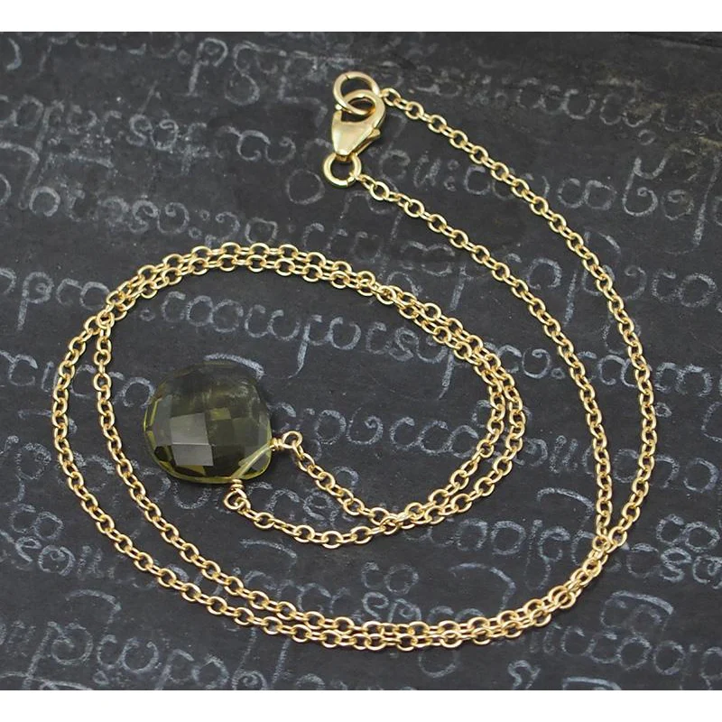 Olive Quartz Necklace On Gold Filled Chain With Gold Filled Trigger Clasp - Image 3