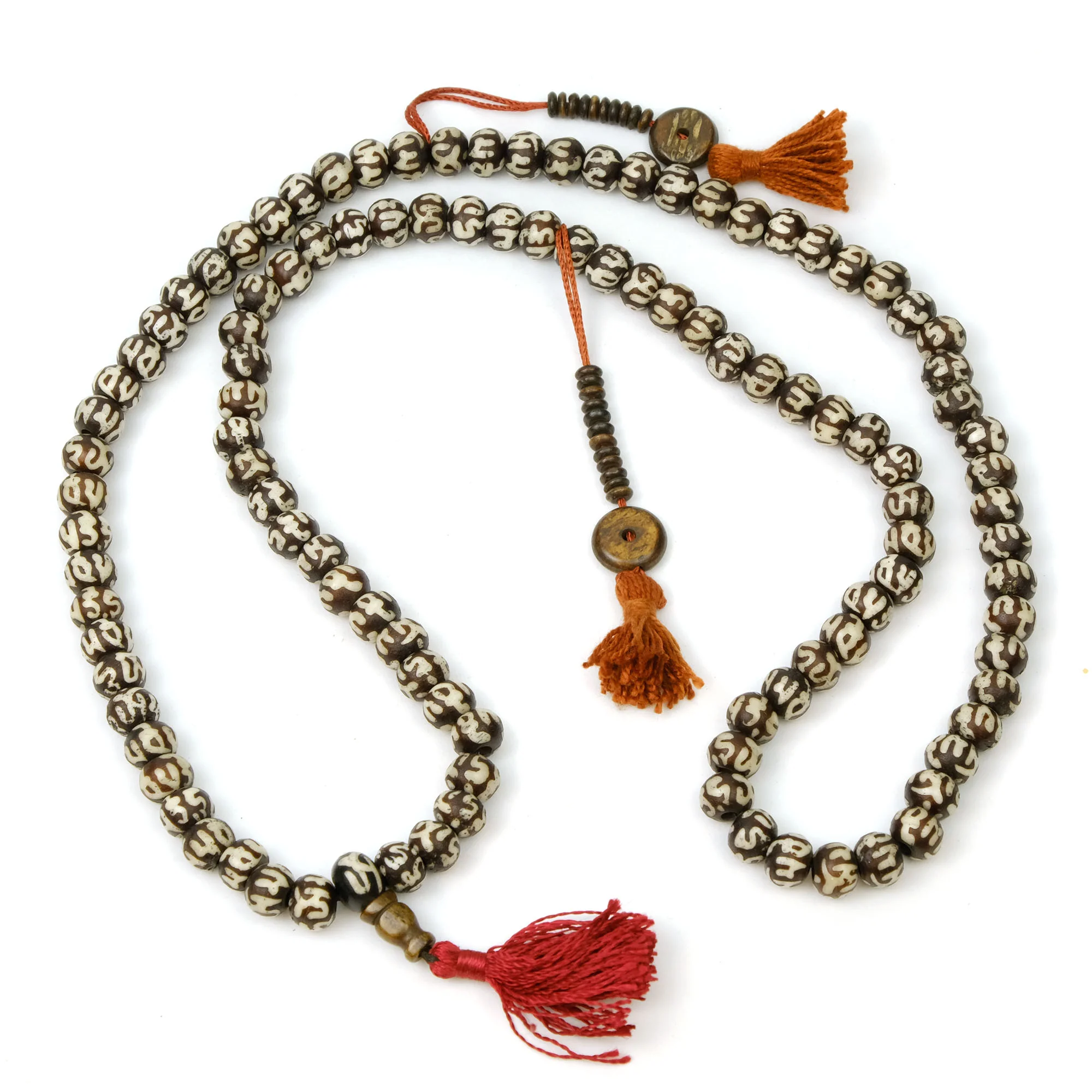 Om Mani Padme Om Batik Cow Bone Mala 10mm - Image 3