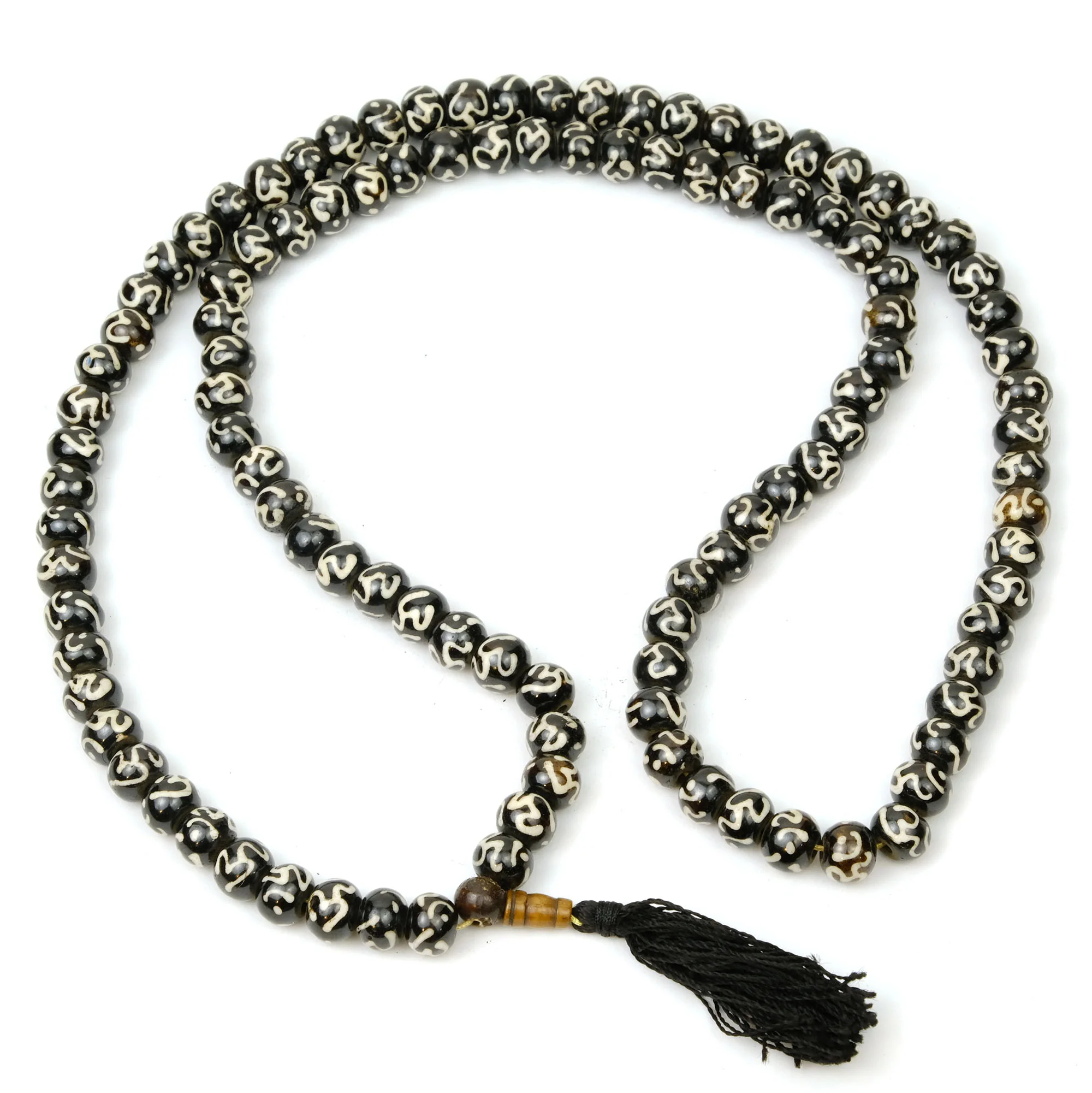 Om Mani Padme Om Batik Cow Bone Mala 12mm - Image 3