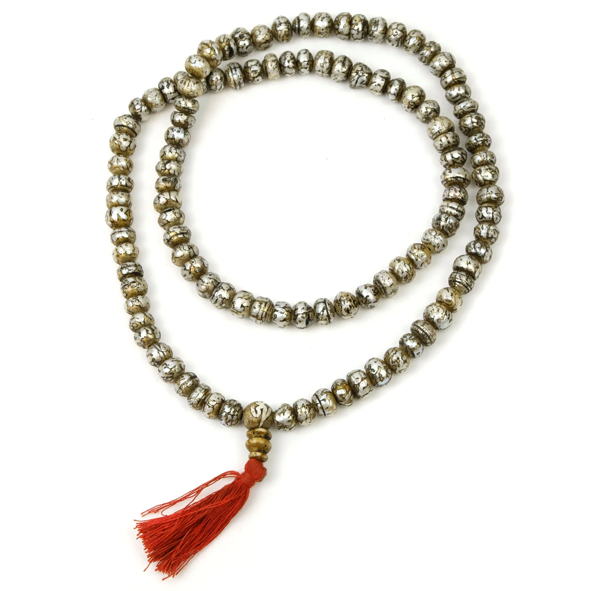 Om Mantra Fresh Water Pearl Mala 9mm - Image 2