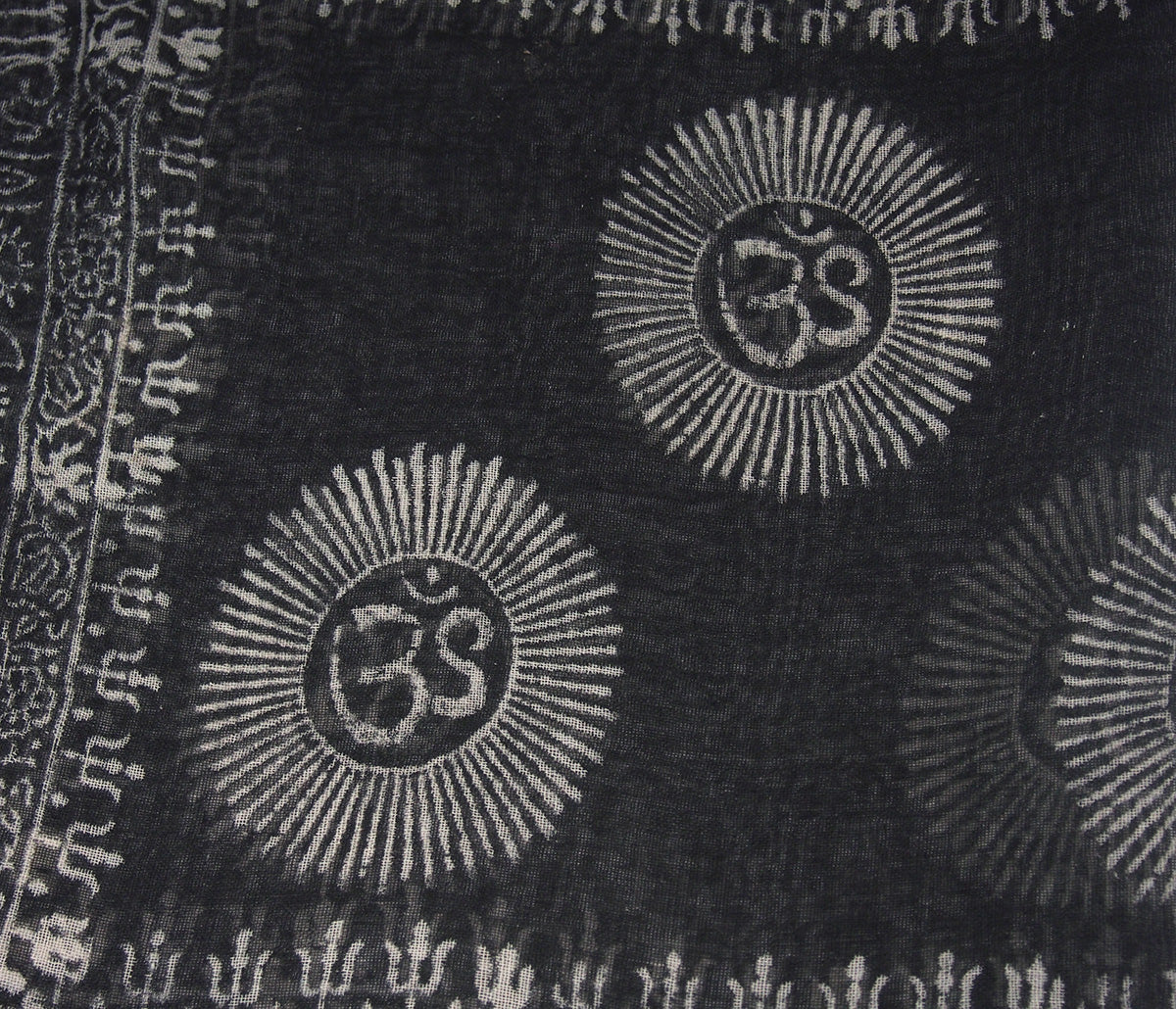 Om Printed Cotton Scarf, Black - Image 2