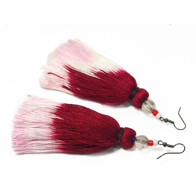 Ombre Tassel Hilltribe Earrings, A - Image 2