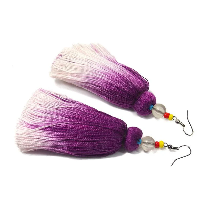 Ombre Tassel Hilltribe Earrings, E - Image 2