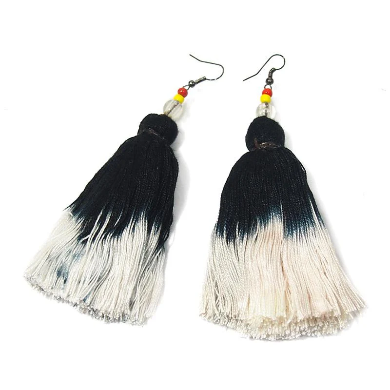 Ombre Tassel Hilltribe Earrings, F - Image 2