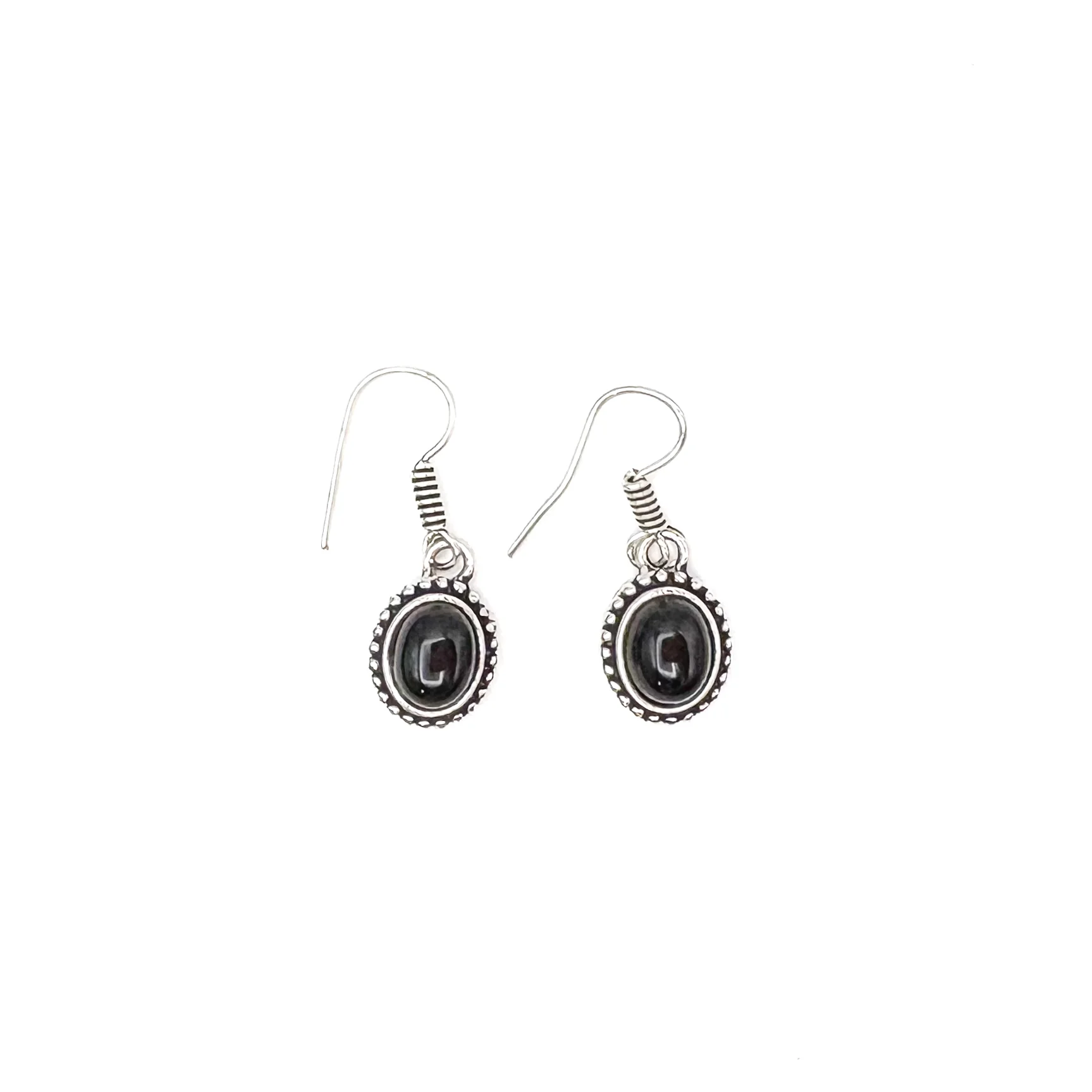 Onyx Oval Dots Brass Earrings - Image 6