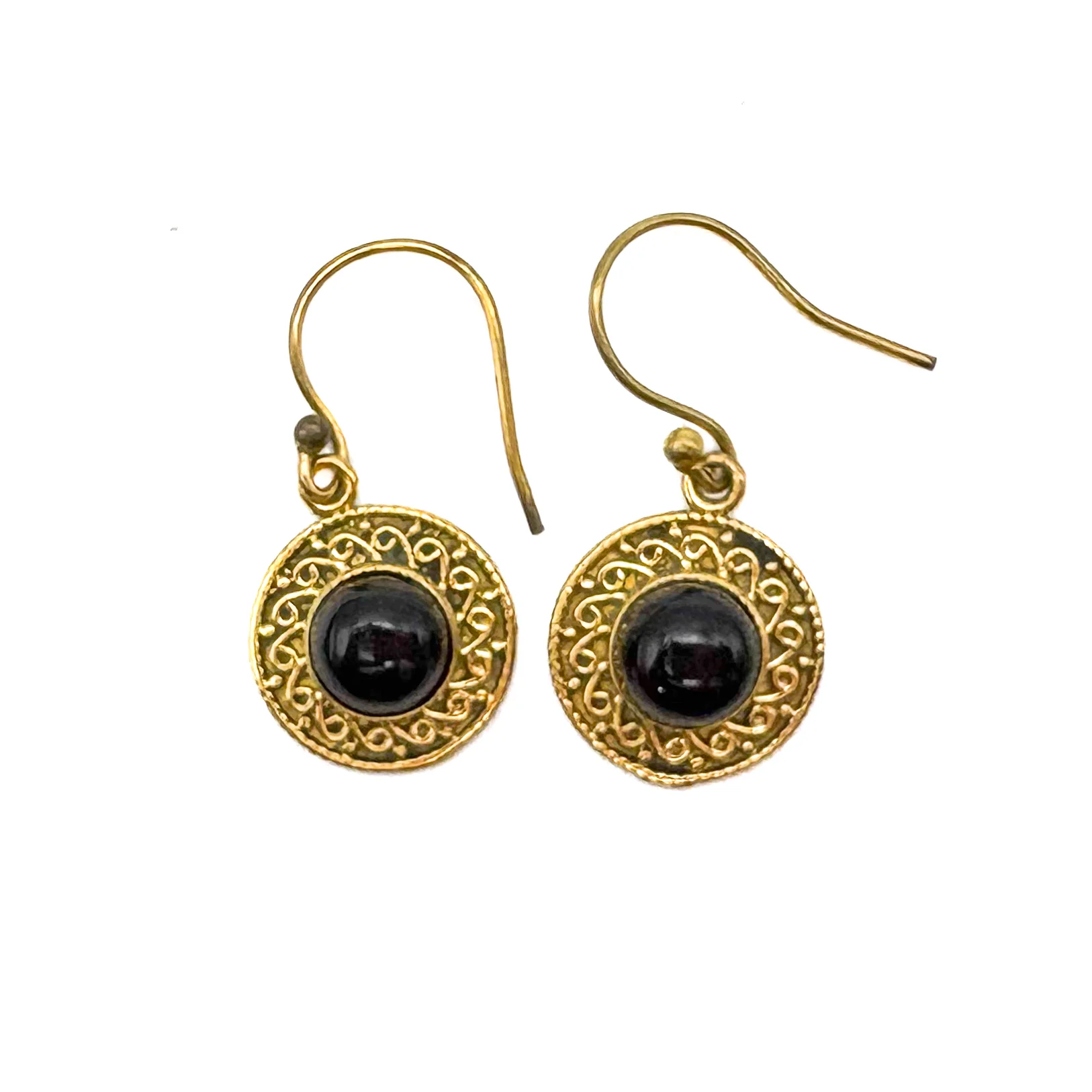 Onyx Round & Round Brass Earrings - Image 2