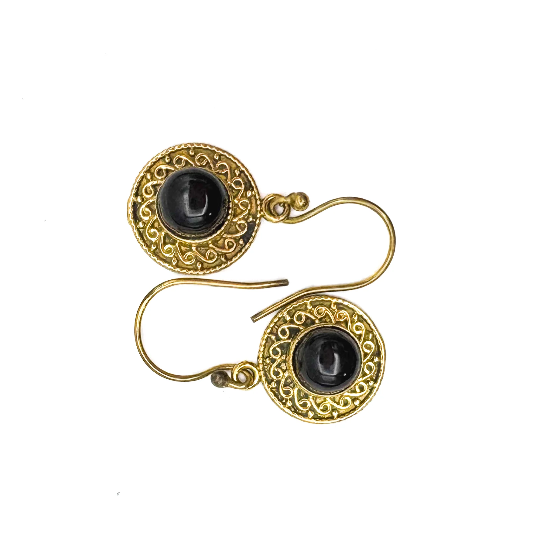 Onyx Round & Round Brass Earrings - Image 4