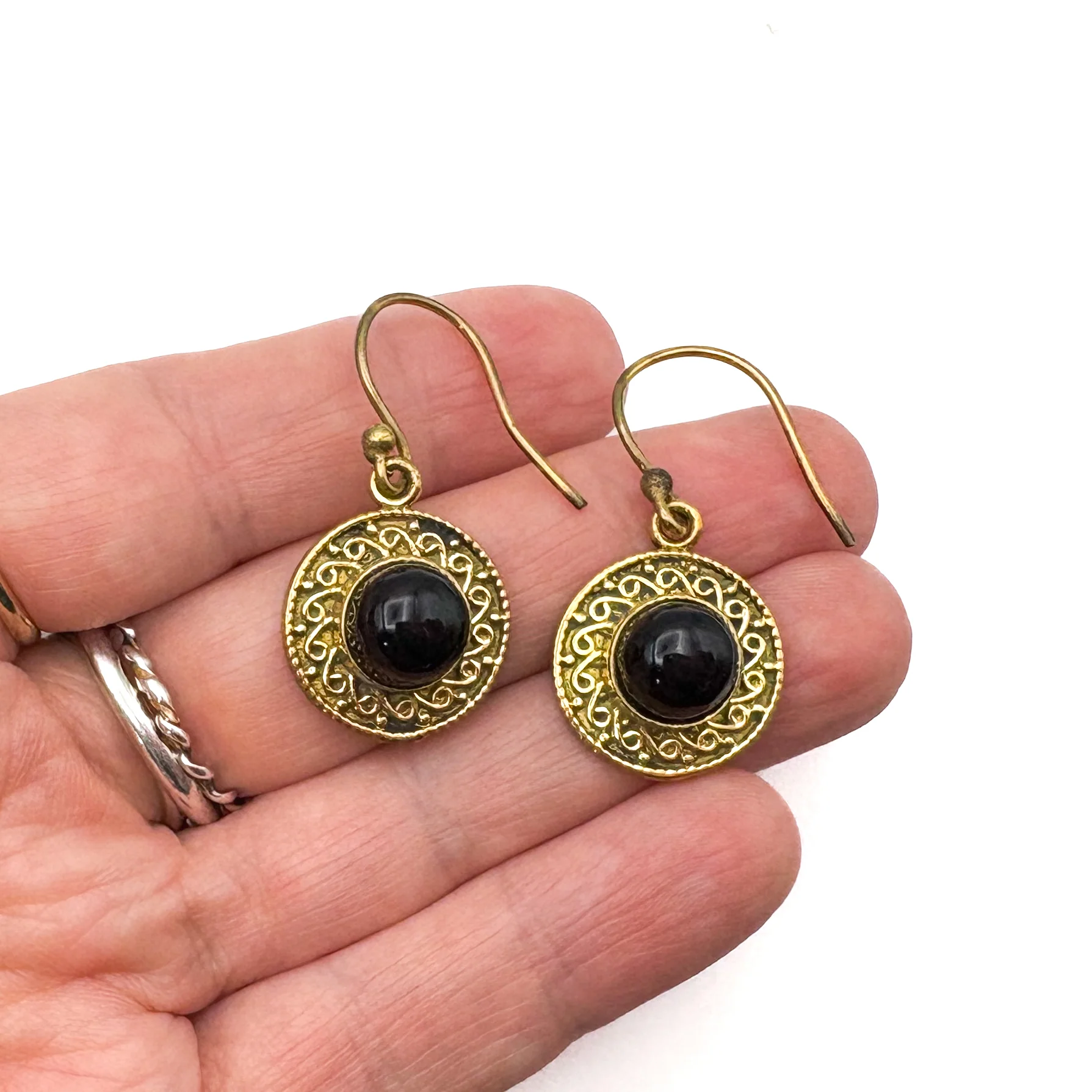Onyx Round & Round Brass Earrings - Image 8