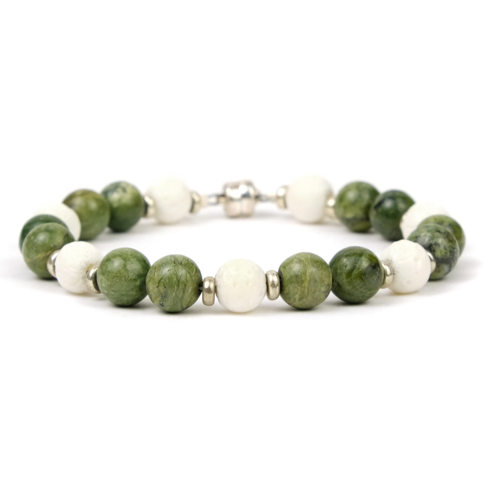 Opal (African) and White Coral Bracelet with Silver Plated Magnet Clasp - Image 3