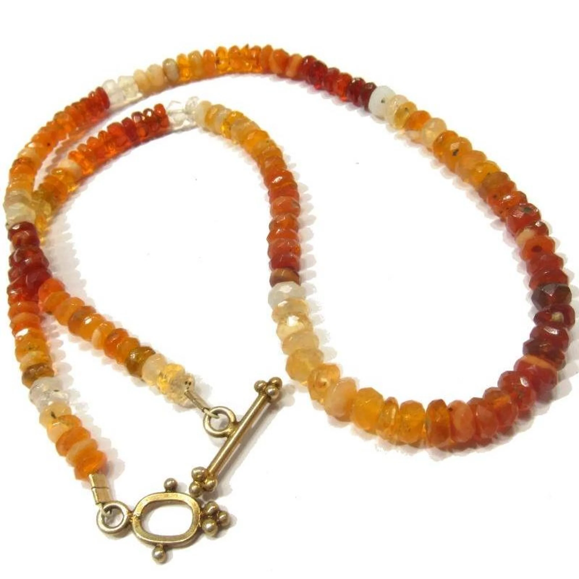 Opal (Fire) Necklace with Gold Plate Toggle Clasp - Image 3