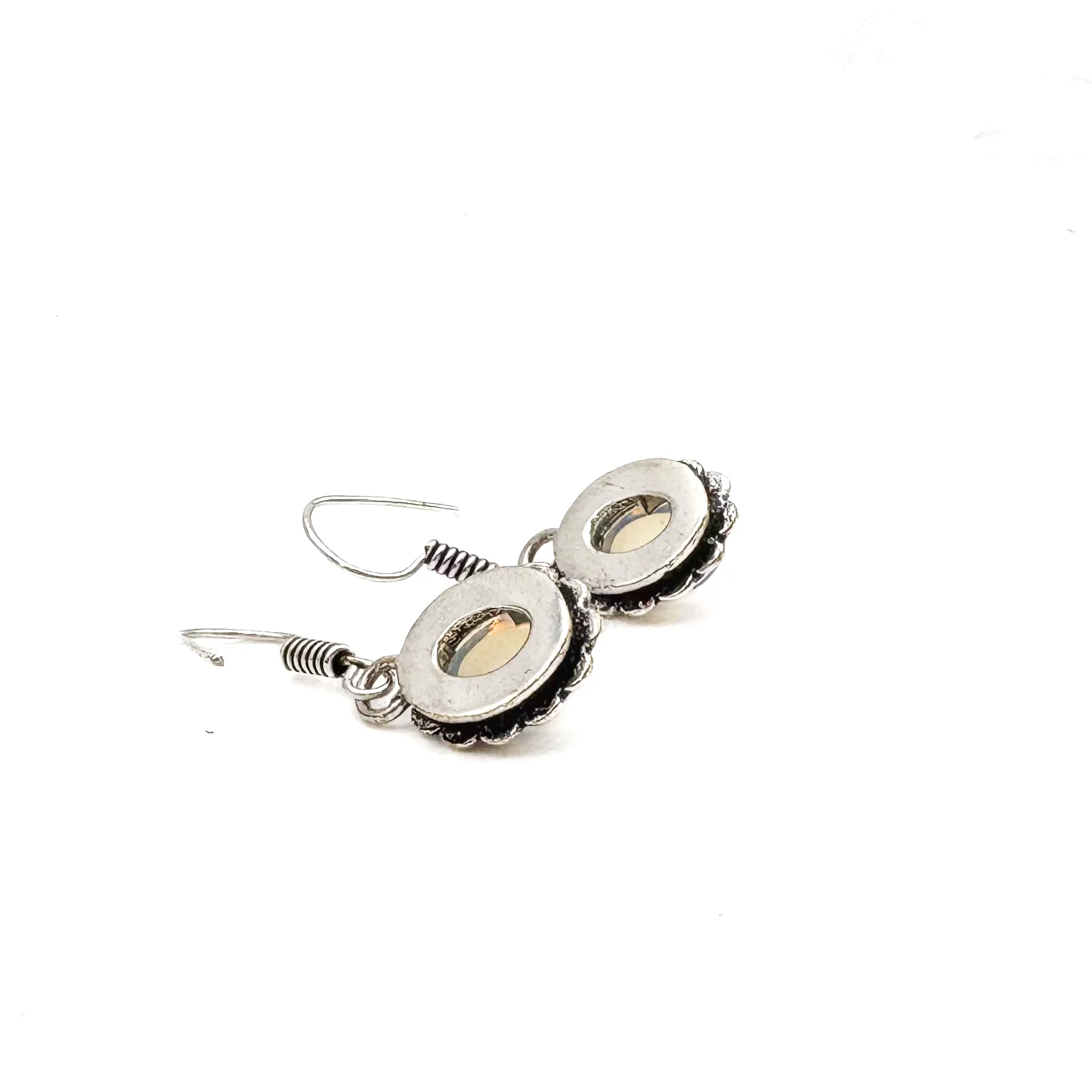 Opalite Oval Dots White Brass Earrings - Image 11