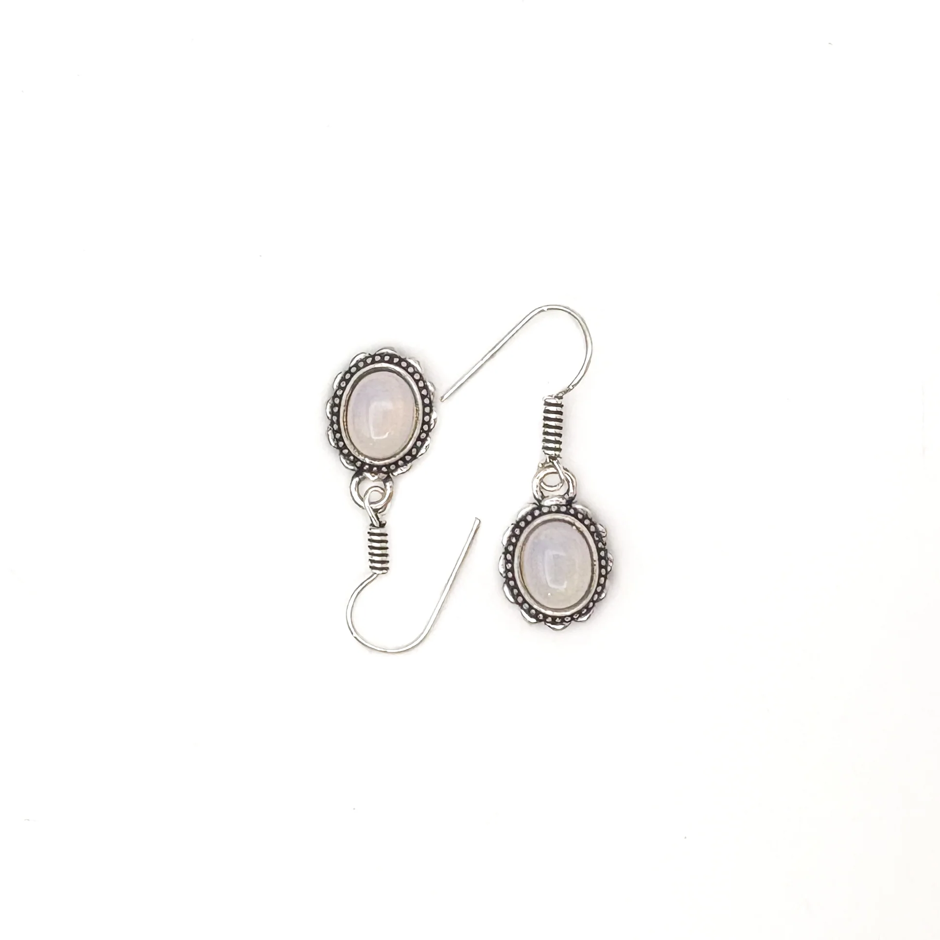 Opalite Oval Dots White Brass Earrings - Image 6