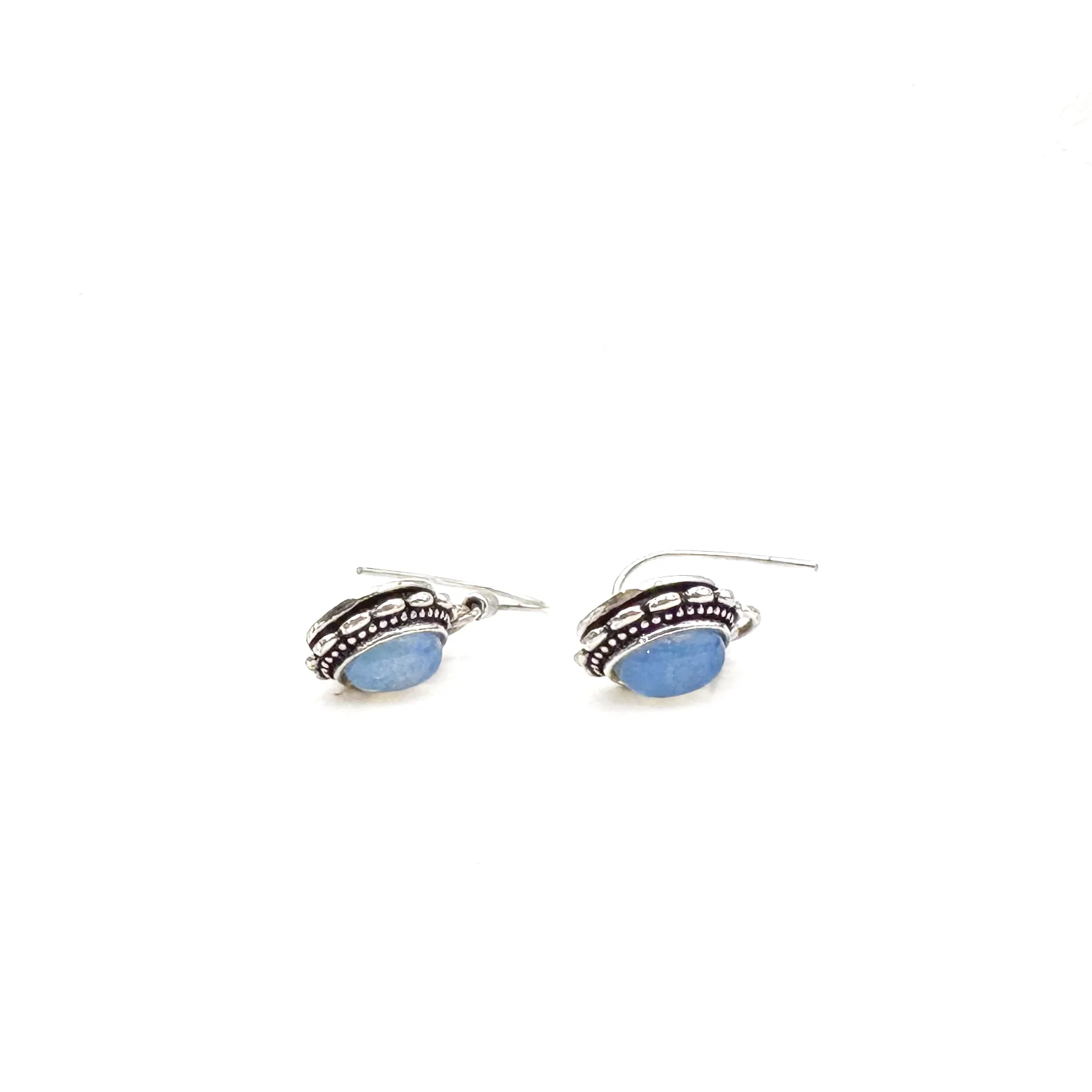 Opalite Oval Dots White Brass Earrings - Image 8