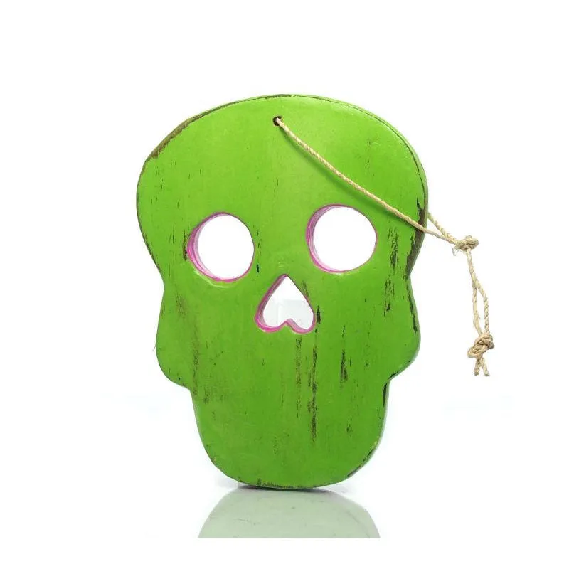 Painted Wooden Skull Ornament - Image 5
