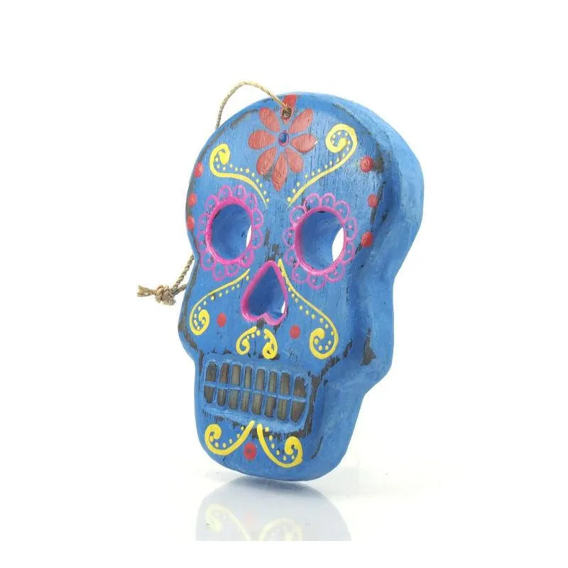 Painted Wooden Skull Ornament - Image 8