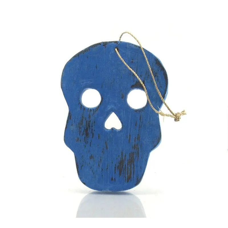 Painted Wooden Skull Ornament - Image 9