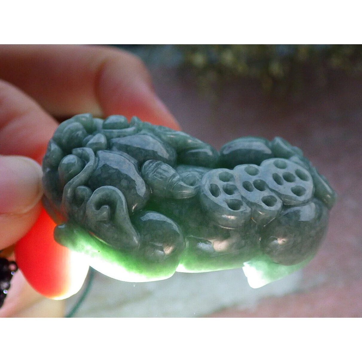 Pair Certified Green Natural A Jade Jadeite Pendant Dragon Pi Xiu Necklace - Image 3