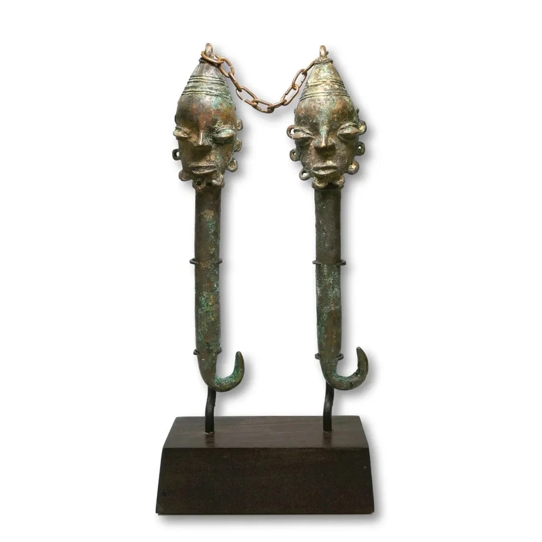 Yoruba Ogboni Edan Bronze Staff Pair, Nigeria #688 - Image 2