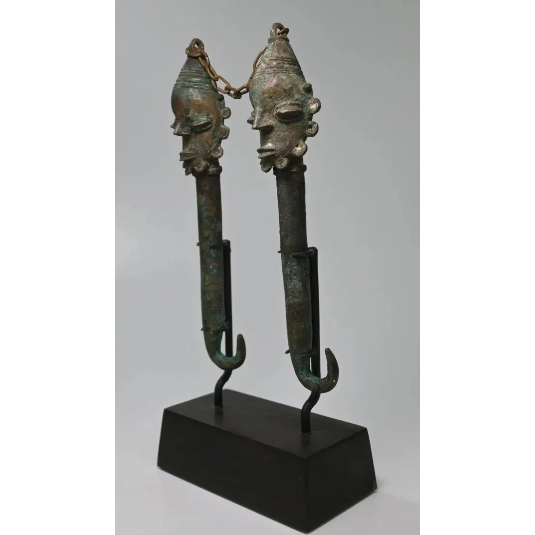 Yoruba Ogboni Edan Bronze Staff Pair, Nigeria #688 - Image 3