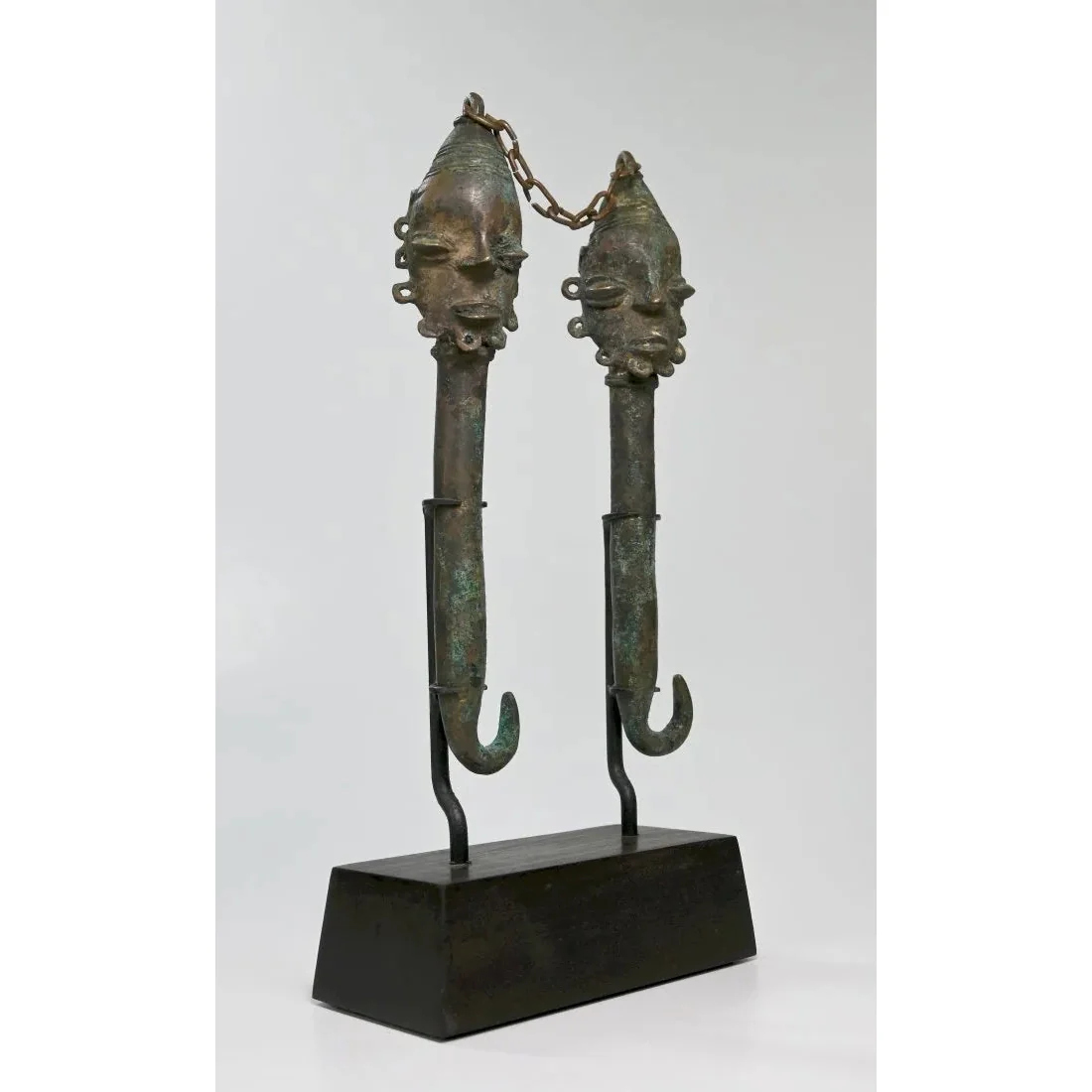 Yoruba Ogboni Edan Bronze Staff Pair, Nigeria #688 - Image 4