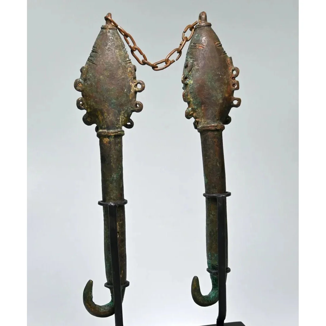 Yoruba Ogboni Edan Bronze Staff Pair, Nigeria #688 - Image 6