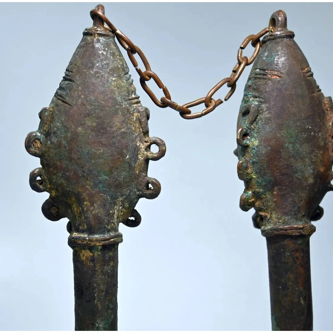 Yoruba Ogboni Edan Bronze Staff Pair, Nigeria #688 - Image 7
