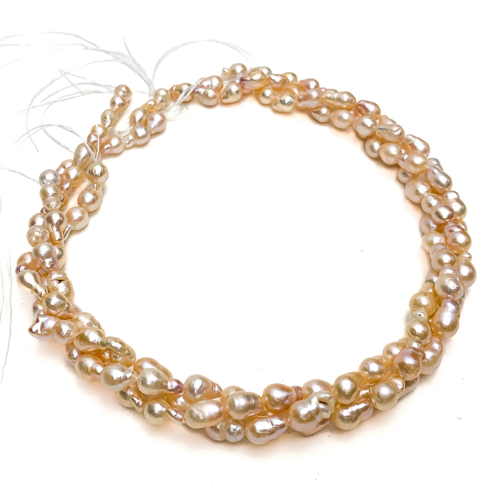 Peach Baroque Freshwater Pearl Bead Strand - Image 3