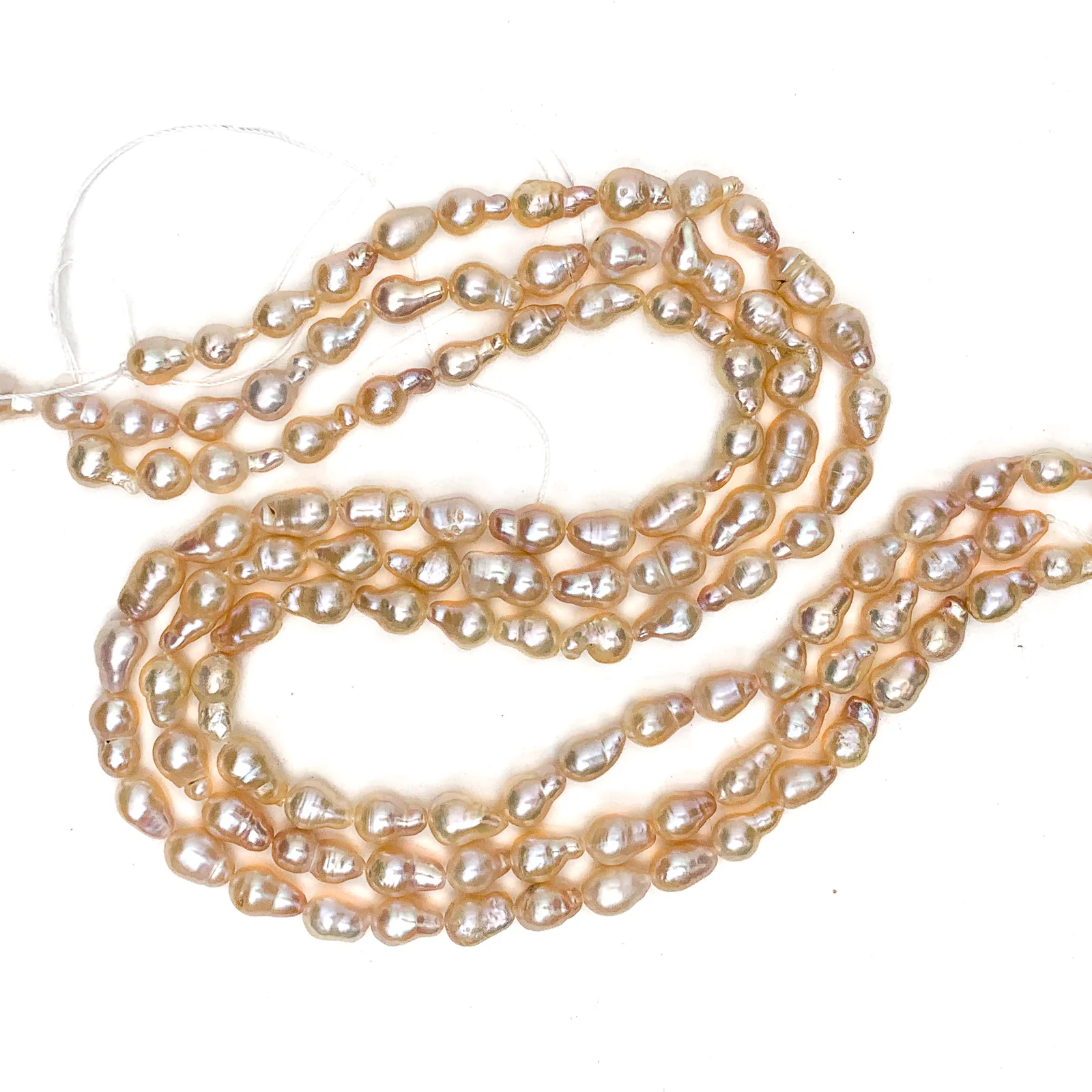 Peach Baroque Freshwater Pearl Bead Strand - Image 4