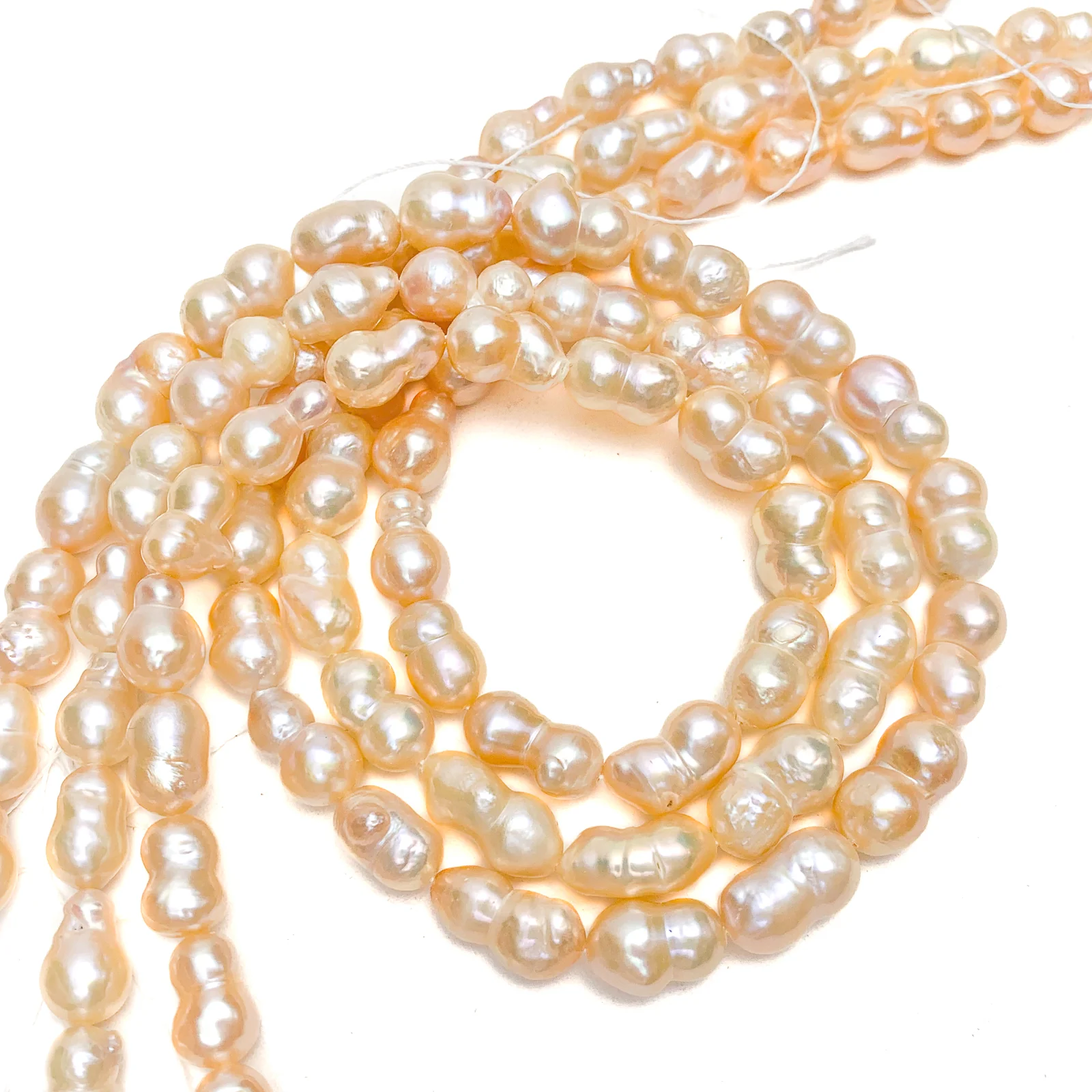 Peach Baroque Freshwater Pearl Bead Strand - Image 3