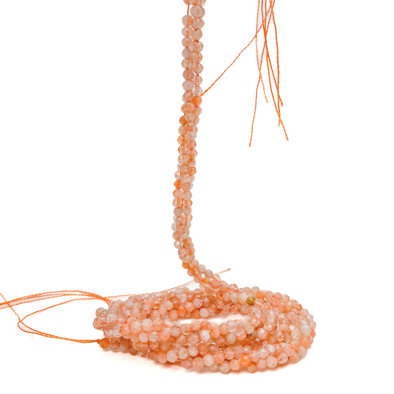 Peach Moonstone 2.5mm Faceted Rounds Bead Strand - Image 3