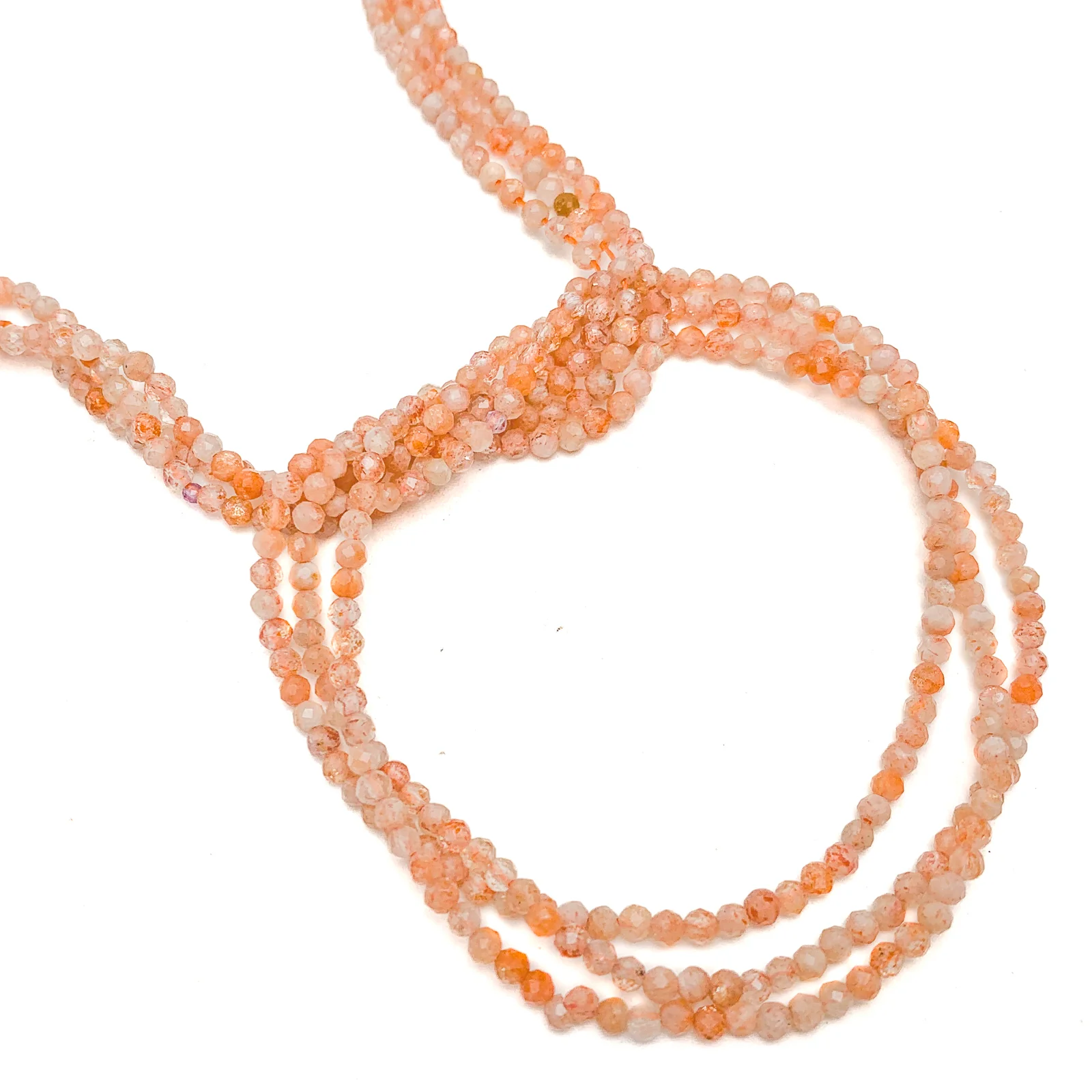 Peach Moonstone 2.5mm Faceted Rounds Bead Strand - Image 4